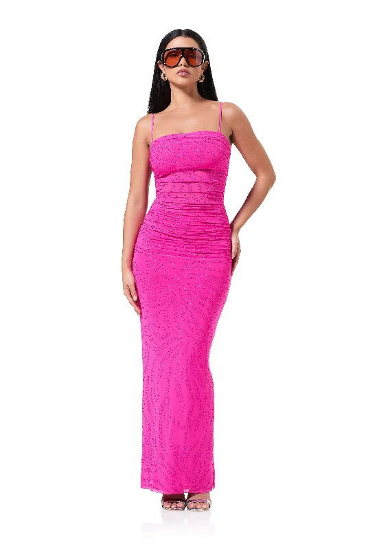 Jennan Zebra Rhinestone Dress - Glow Pink