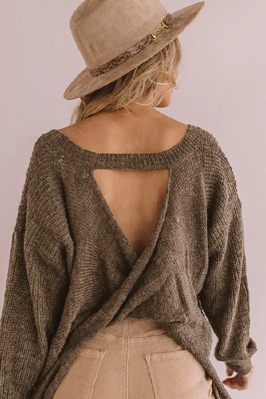 Bliss Within Open Back Knit Sweater In Sage