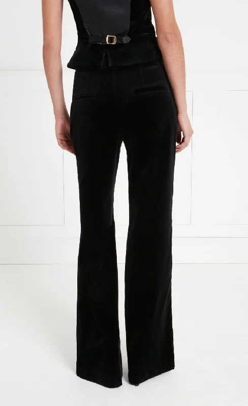 Clove Velvet Waisted Trousers - Black