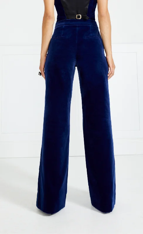 Clove Velvet Waisted Trousers - Dark Sapphire