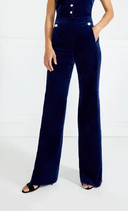 Clove Velvet Waisted Trousers - Dark Sapphire