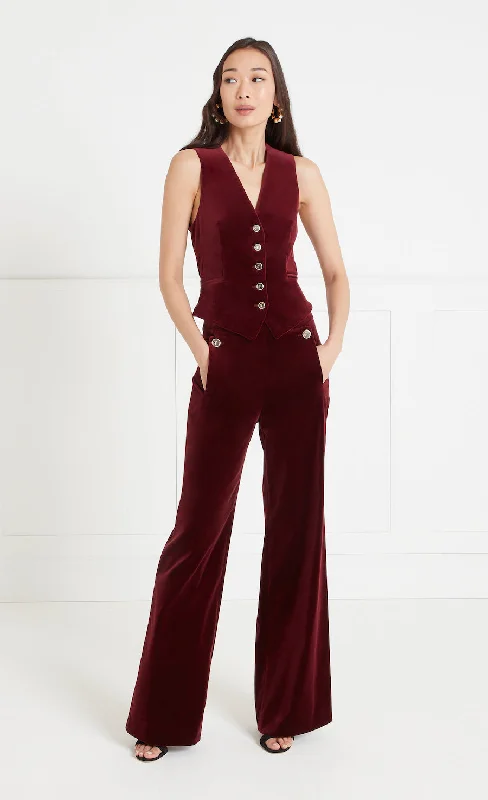 Clove Velvet Waisted Trousers - Fig