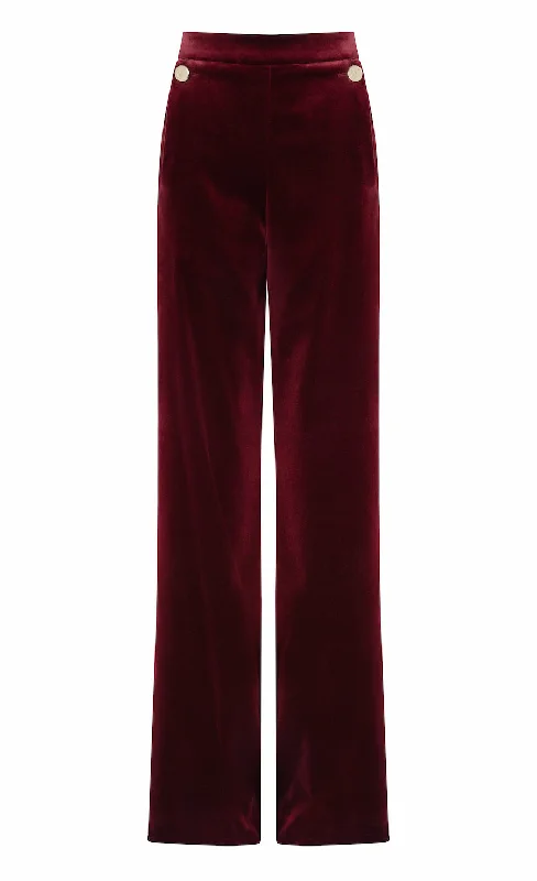 Clove Velvet Waisted Trousers - Fig