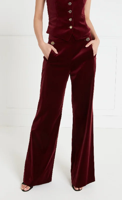 Clove Velvet Waisted Trousers - Fig