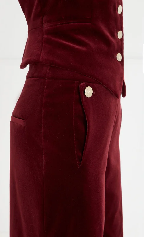 Clove Velvet Waisted Trousers - Fig