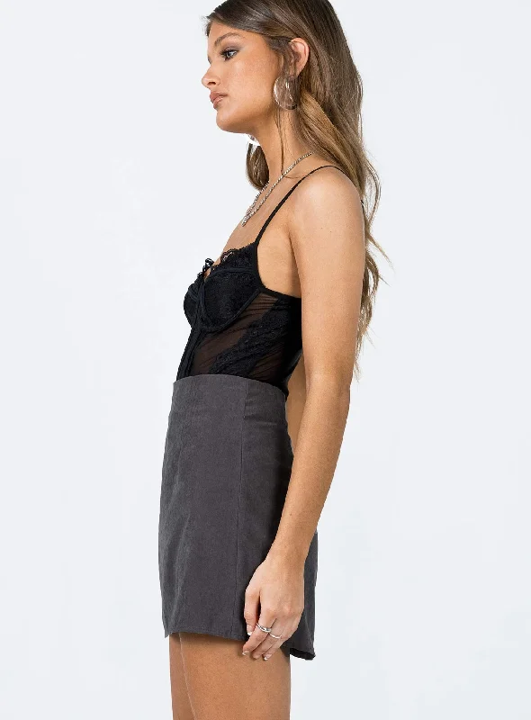 Peony Mini Skirt Charcoal