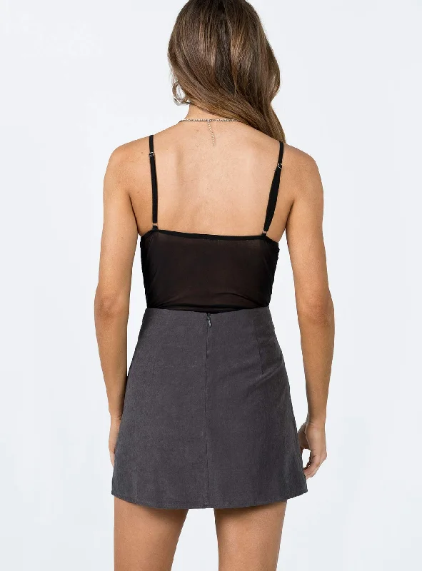 Peony Mini Skirt Charcoal