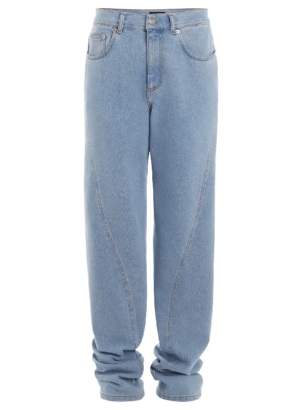 blue twisted seam denim jeans