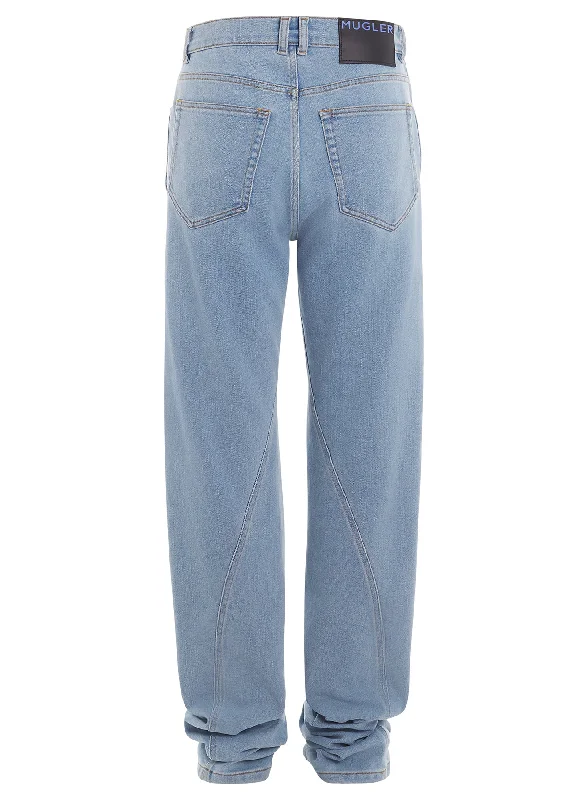 blue twisted seam denim jeans