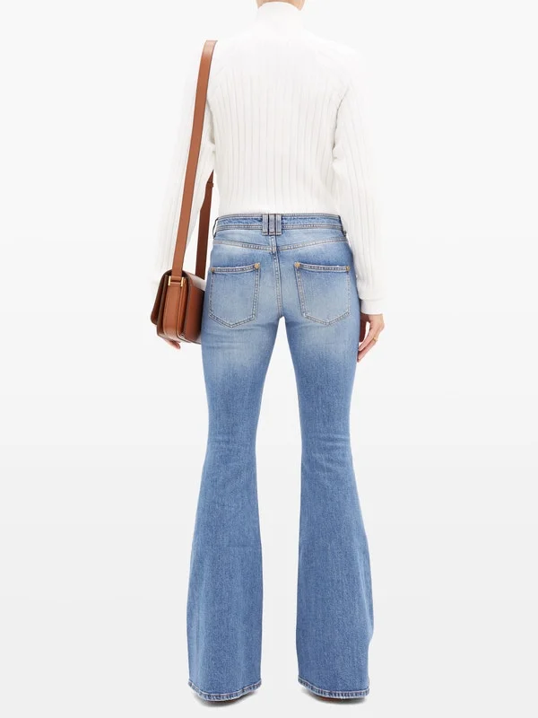 Buttoned high-rise flared-leg jeans