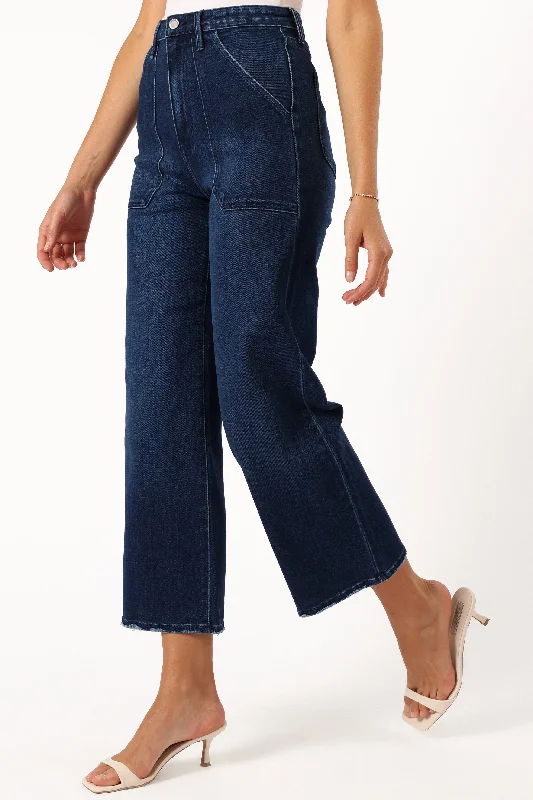 Kinsley High Rise Wide Leg Jean - Dark Denim