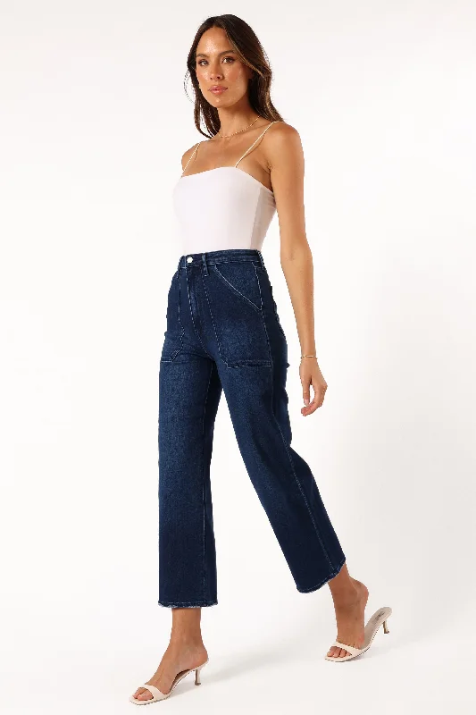 Kinsley High Rise Wide Leg Jean - Dark Denim