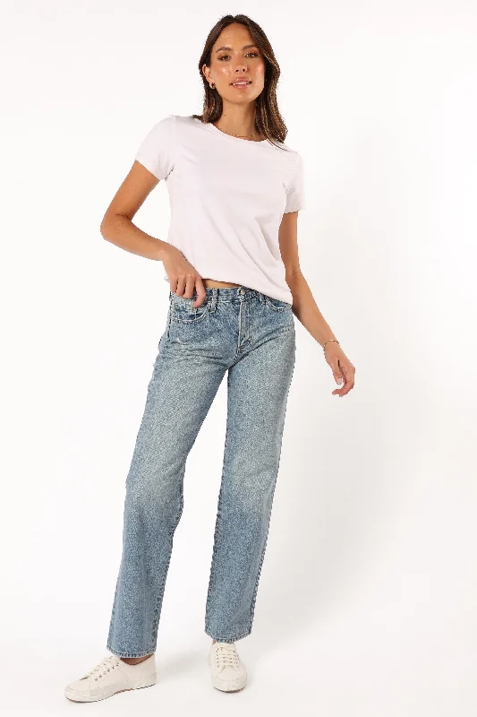 Nathan High Rise Relaxed Straight Jean - Medium Denim