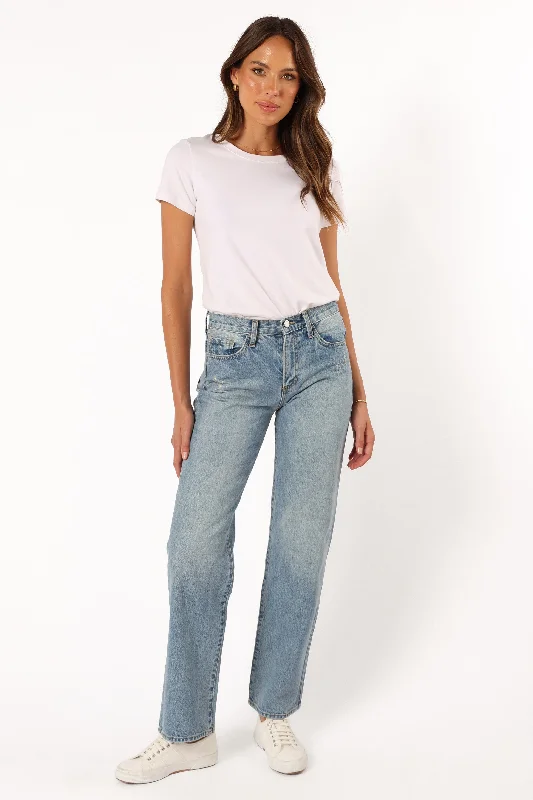 Nathan High Rise Relaxed Straight Jean - Medium Denim