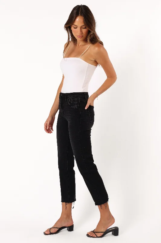 Rowan High Rise Straight Leg Jean - Washed Black