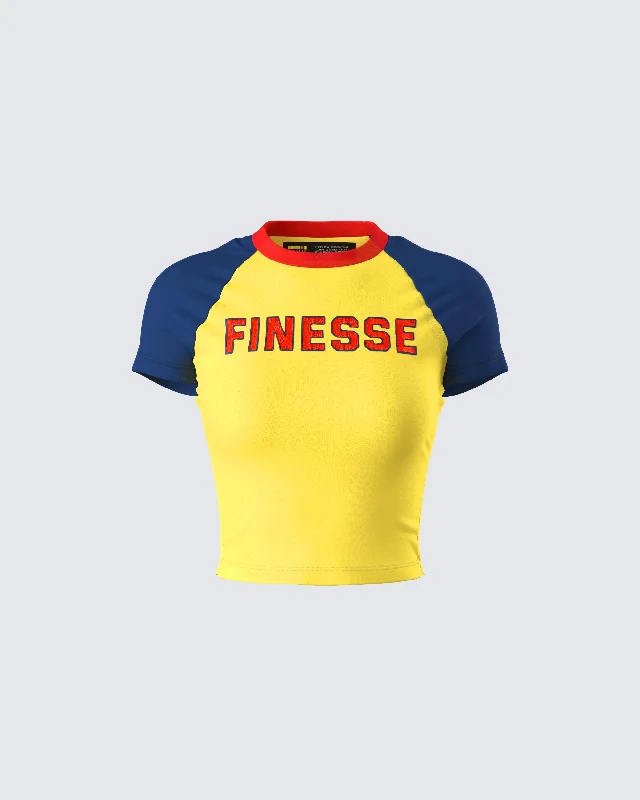 Amber Yellow Jersey Graphic Top