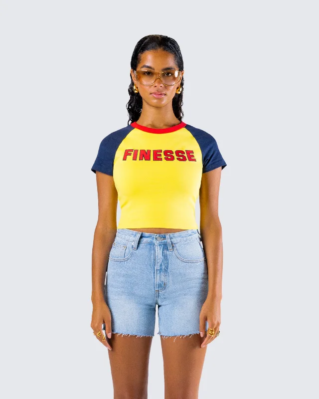 Amber Yellow Jersey Graphic Top