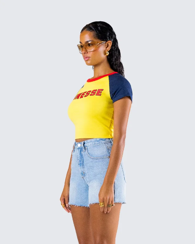 Amber Yellow Jersey Graphic Top