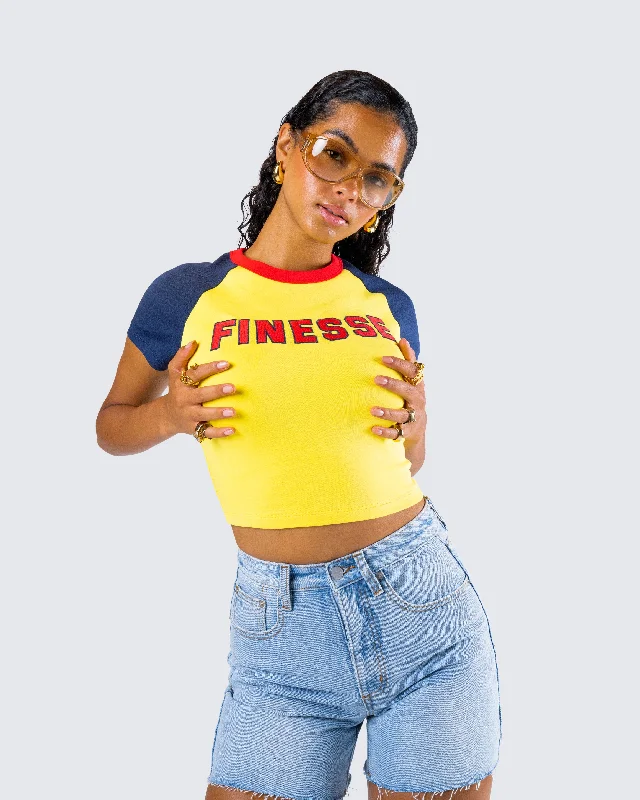 Amber Yellow Jersey Graphic Top