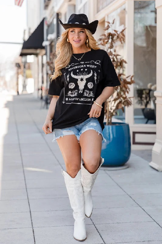 American West Black Oversized Graphic Tee