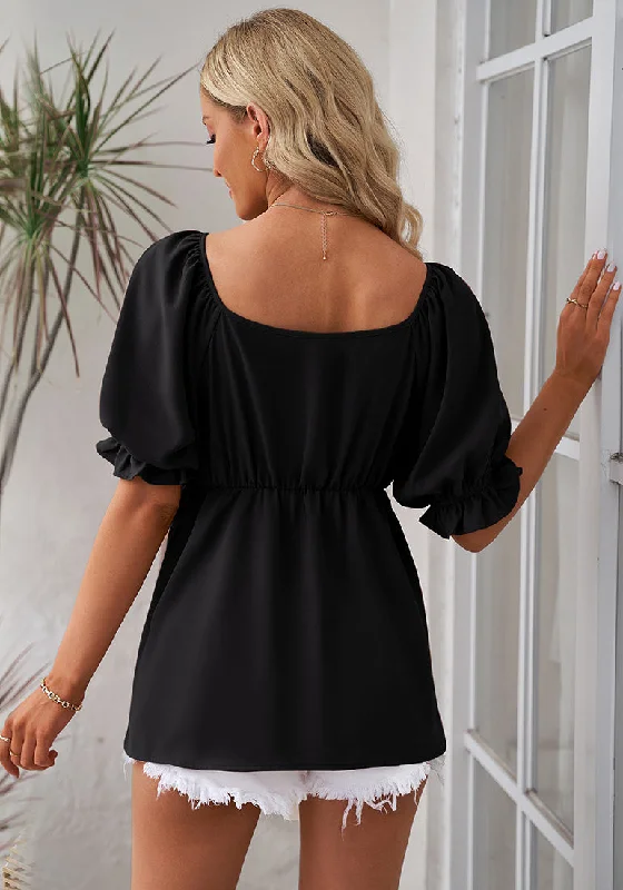 Blouses for Women Business Causal Peplum Dressy Tops Ruffle Puff Sleeve Elegant Work Tunic