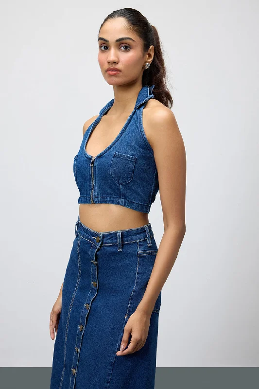 Blue Abyss Denim Cropped Top