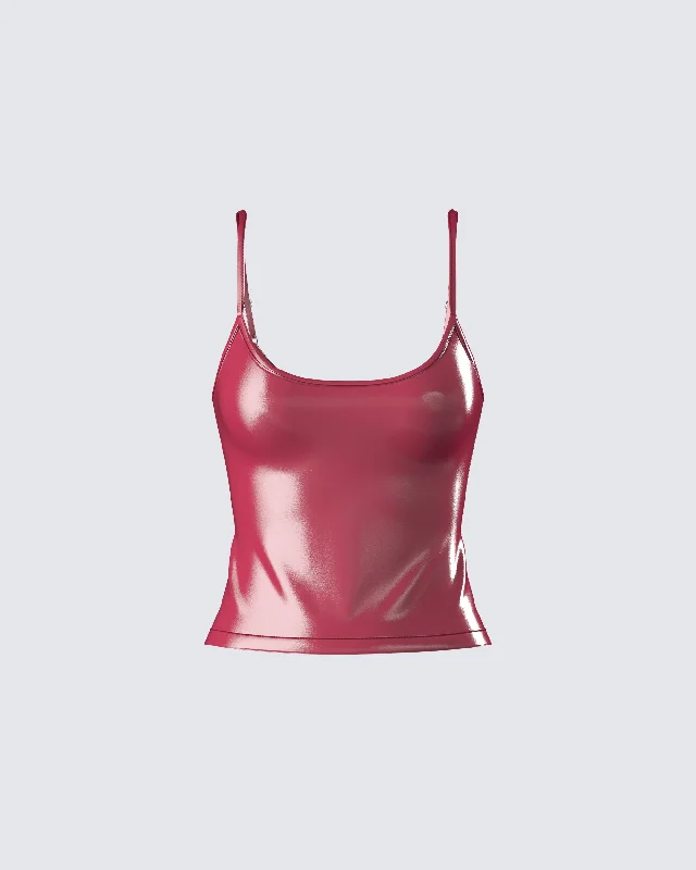 Francine Plum Vegan Leather Top