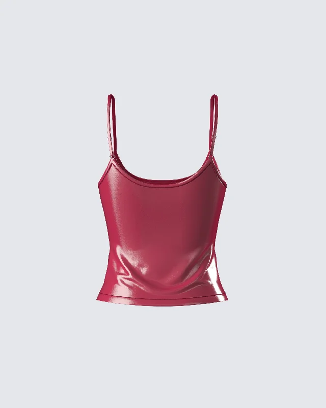 Francine Plum Vegan Leather Top