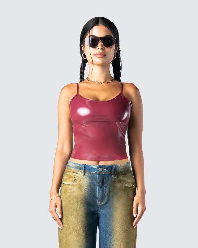 Francine Plum Vegan Leather Top