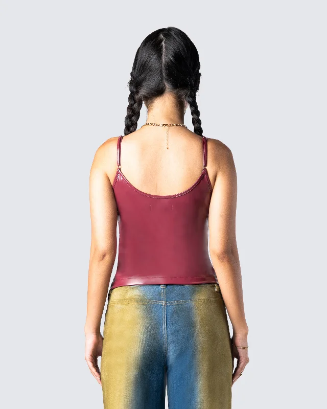 Francine Plum Vegan Leather Top