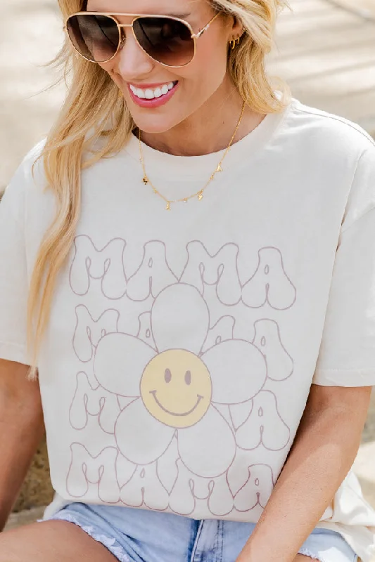 Retro Mama Daisy Ivory Oversized Graphic Tee