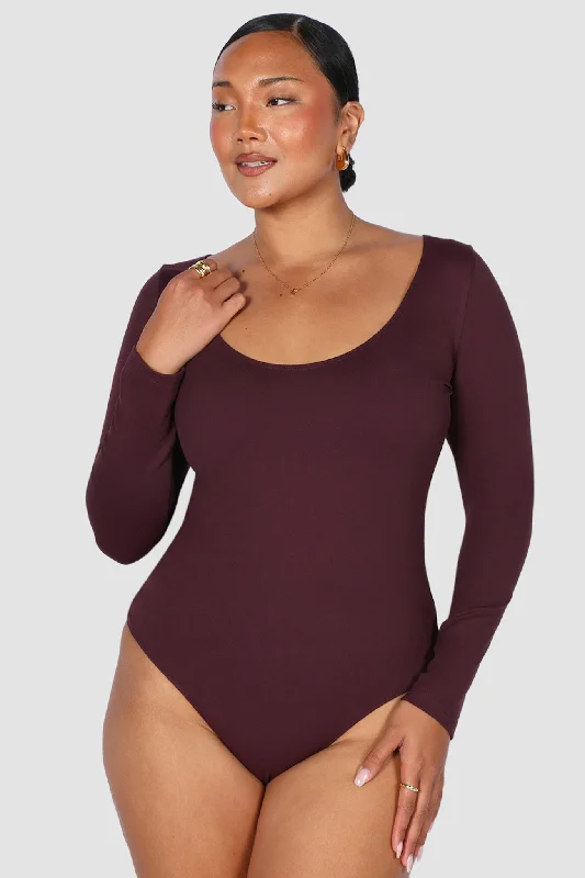 SCOOP NECK BODYSUIT DEEP PLUM