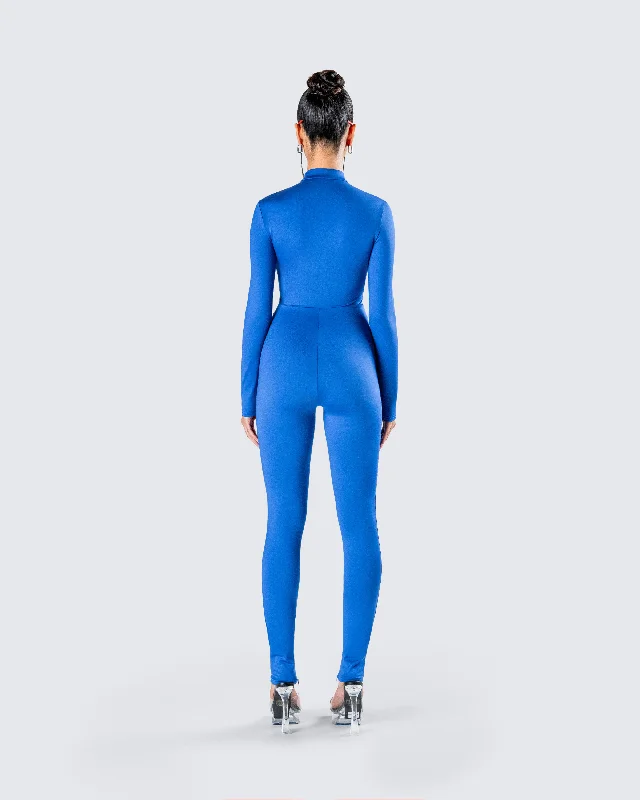 Brianna Blue Zip Up Jumpsuit