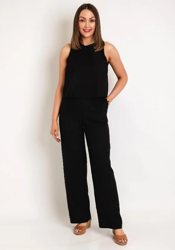 Serafina Collection Open Back Wide Leg Jumpsuit, Black