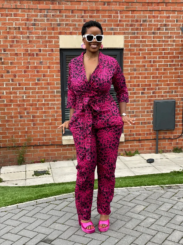 Ade Ankara Jumpsuit | Pink and Black African Print