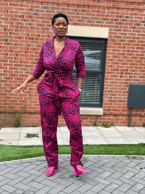 Ade Ankara Jumpsuit | Pink and Black African Print