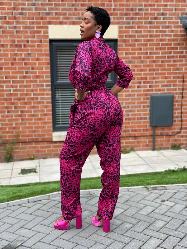 Ade Ankara Jumpsuit | Pink and Black African Print