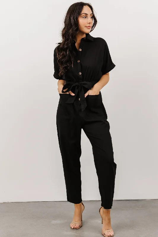 Dallas Button Up Jumpsuit | Black