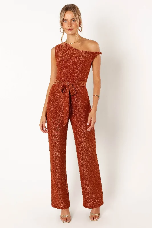 Katarina Off Shoulder Jumpsuit - Bronze