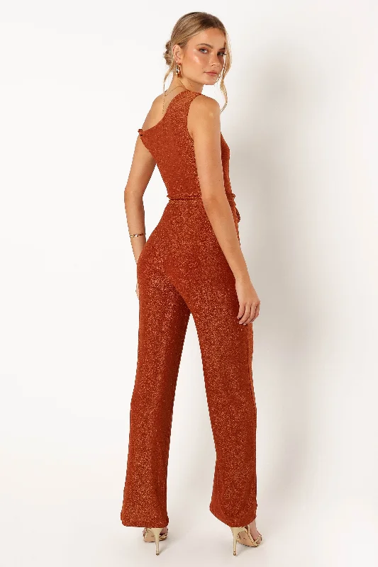 Katarina Off Shoulder Jumpsuit - Bronze