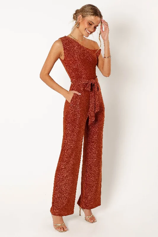 Katarina Off Shoulder Jumpsuit - Bronze