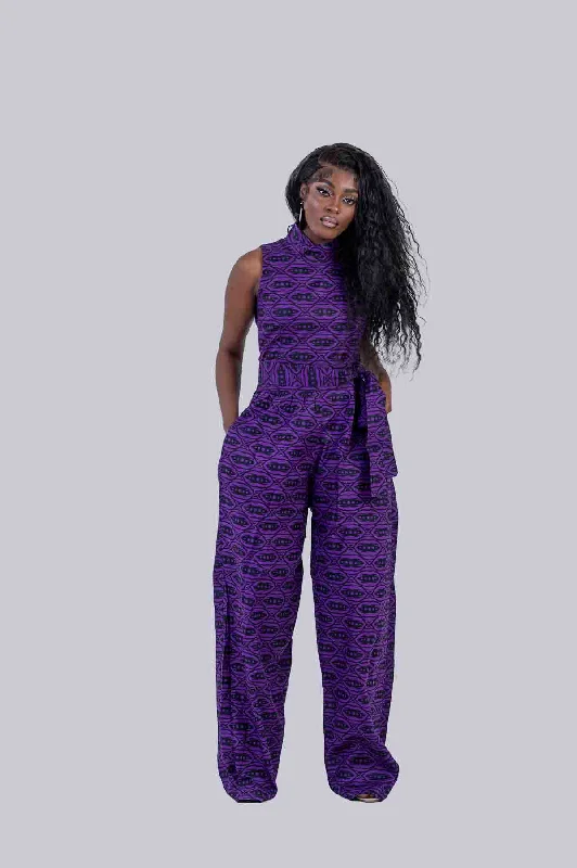 Noelle Ankara Jumpsuit | Purple African Print