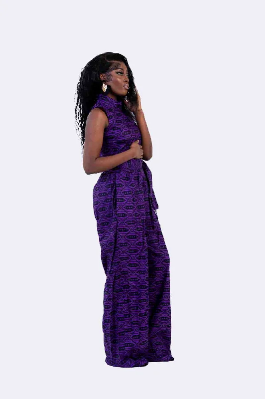 Noelle Ankara Jumpsuit | Purple African Print