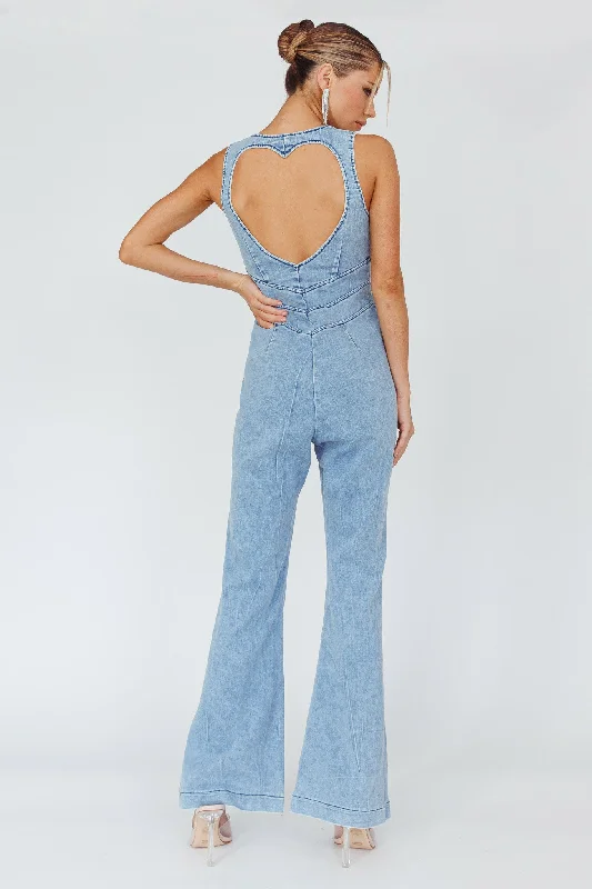 Teigan Heart Back Sleeveless Jumpsuit Light Denim