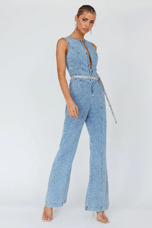 Teigan Heart Back Sleeveless Jumpsuit Light Denim