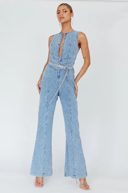 Teigan Heart Back Sleeveless Jumpsuit Light Denim