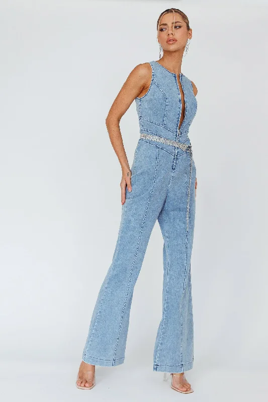 Teigan Heart Back Sleeveless Jumpsuit Light Denim