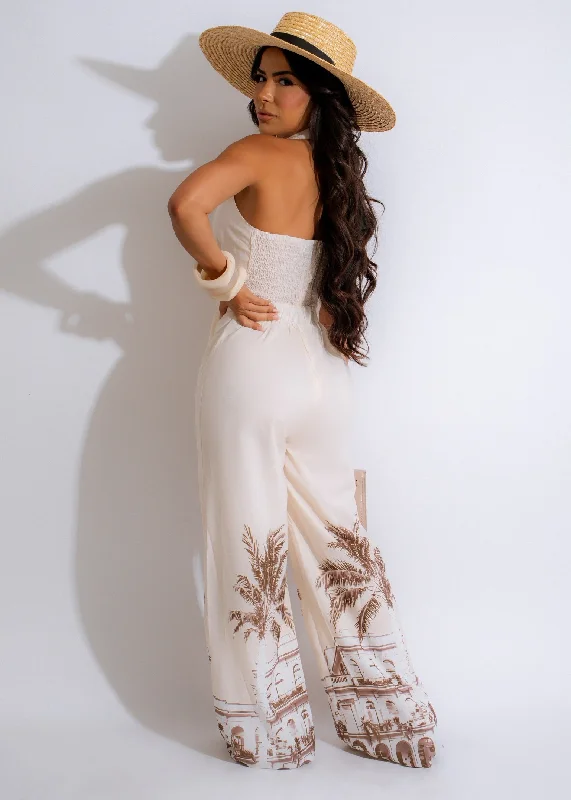 Tropical Oasis Jumpsuit Nude