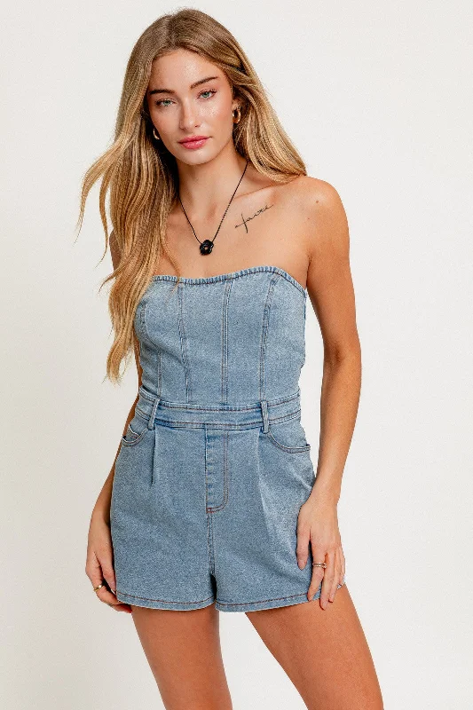 TUBE DENIM ROMPER