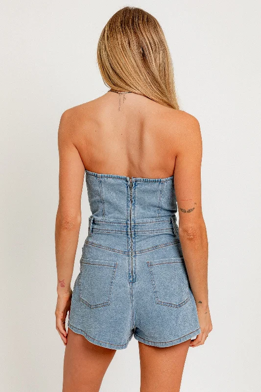 TUBE DENIM ROMPER